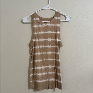 Aerie Tan and White Tie-Dye Tank